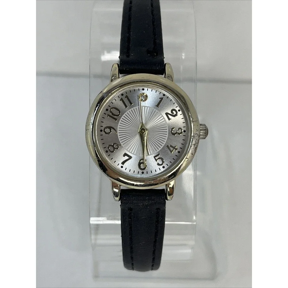 Time and Tru Crystal Accent Women's Quartz‎ Watch Black Petite Band- New Battery